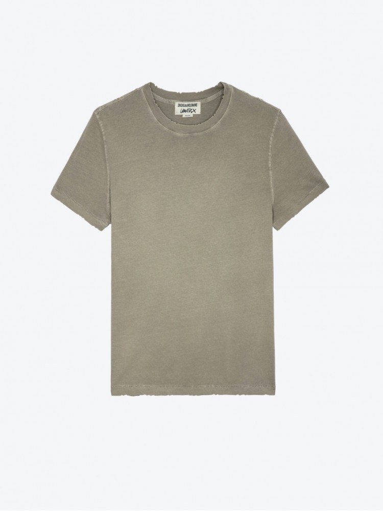 Zadig Voltaire jimmy co destroy studio homme beige t shirt